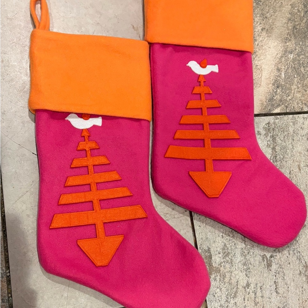 Pink and Orange Christmas Stockings